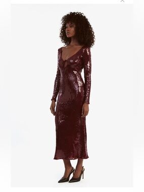 Bardot Red Sequin Tie-Front Maxi Dress